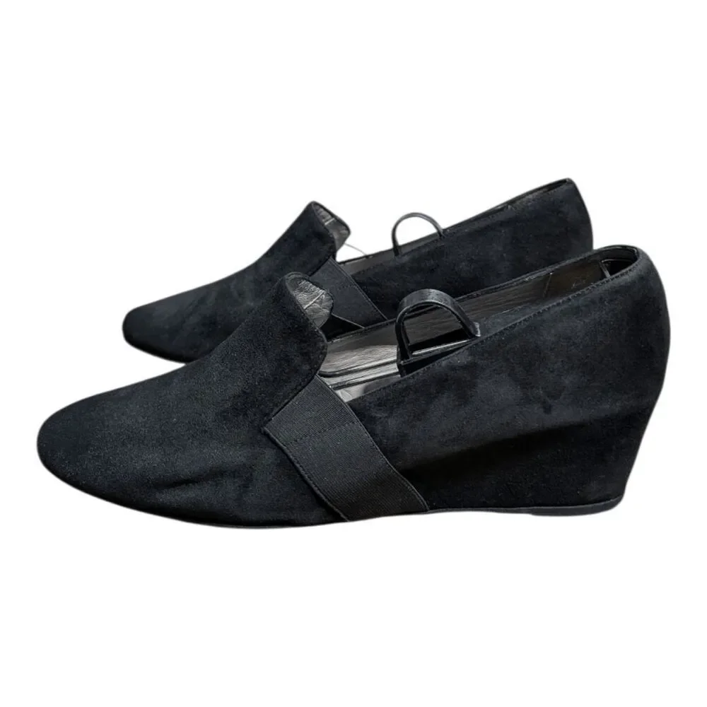 AQUATALIA Black Suede Wedges Size 8.5